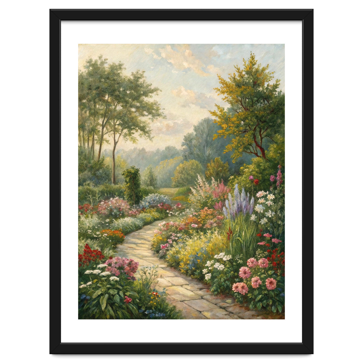 Enchanted English Cottage Garden Oil Painting