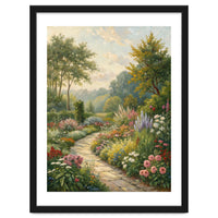 Enchanted English Cottage Garden Oil Painting