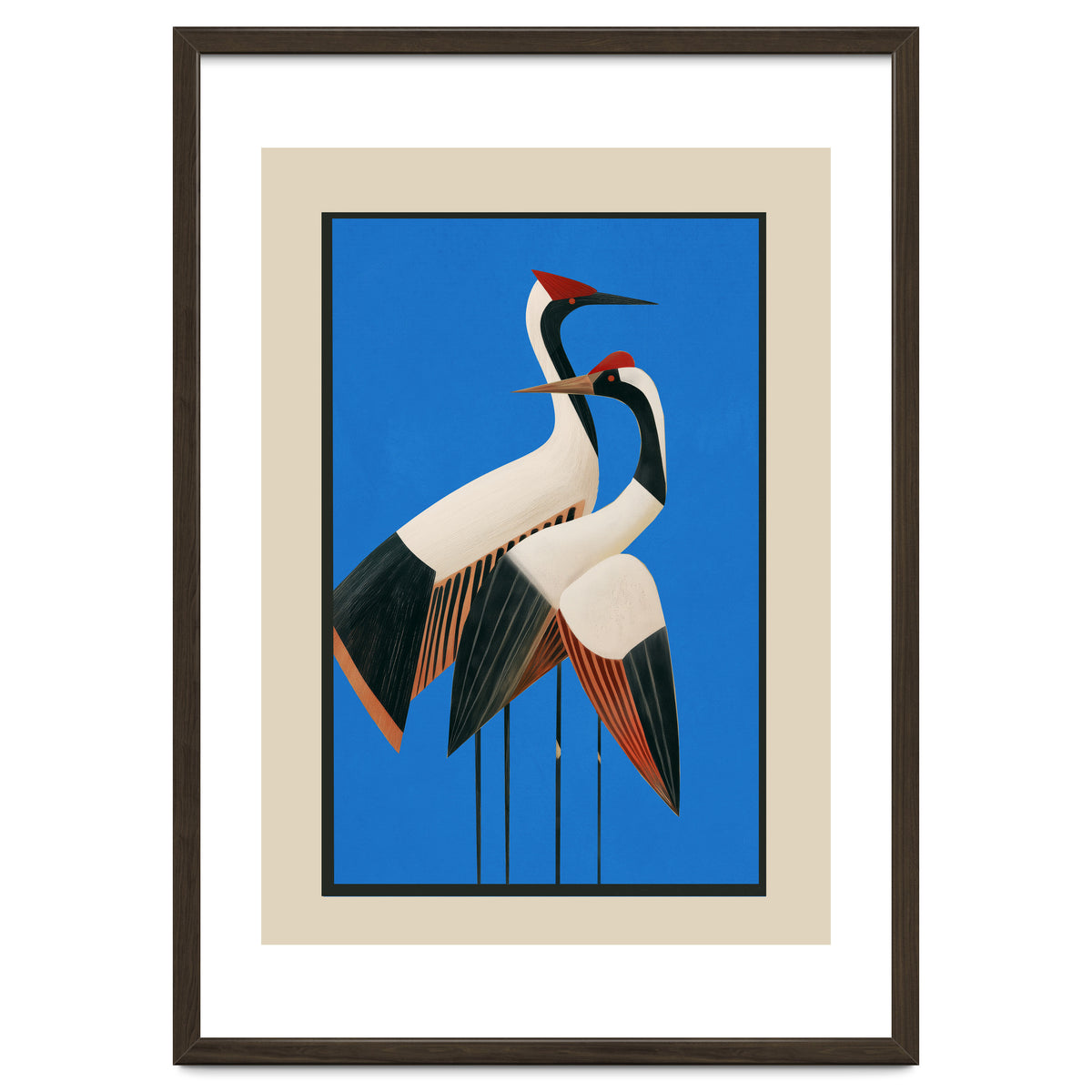 Stillness In Motion Abstract Cranes In Blue