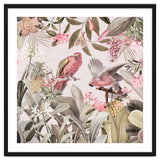 Colorful Parrots In Flower And Fruit Tropical Jungle thumbnail