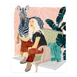 Zebra Hangout | Wildlife Urban Jungle Décor | Banana Leaves Monstera Plant Lady Fashion  (Print Only) thumbnail