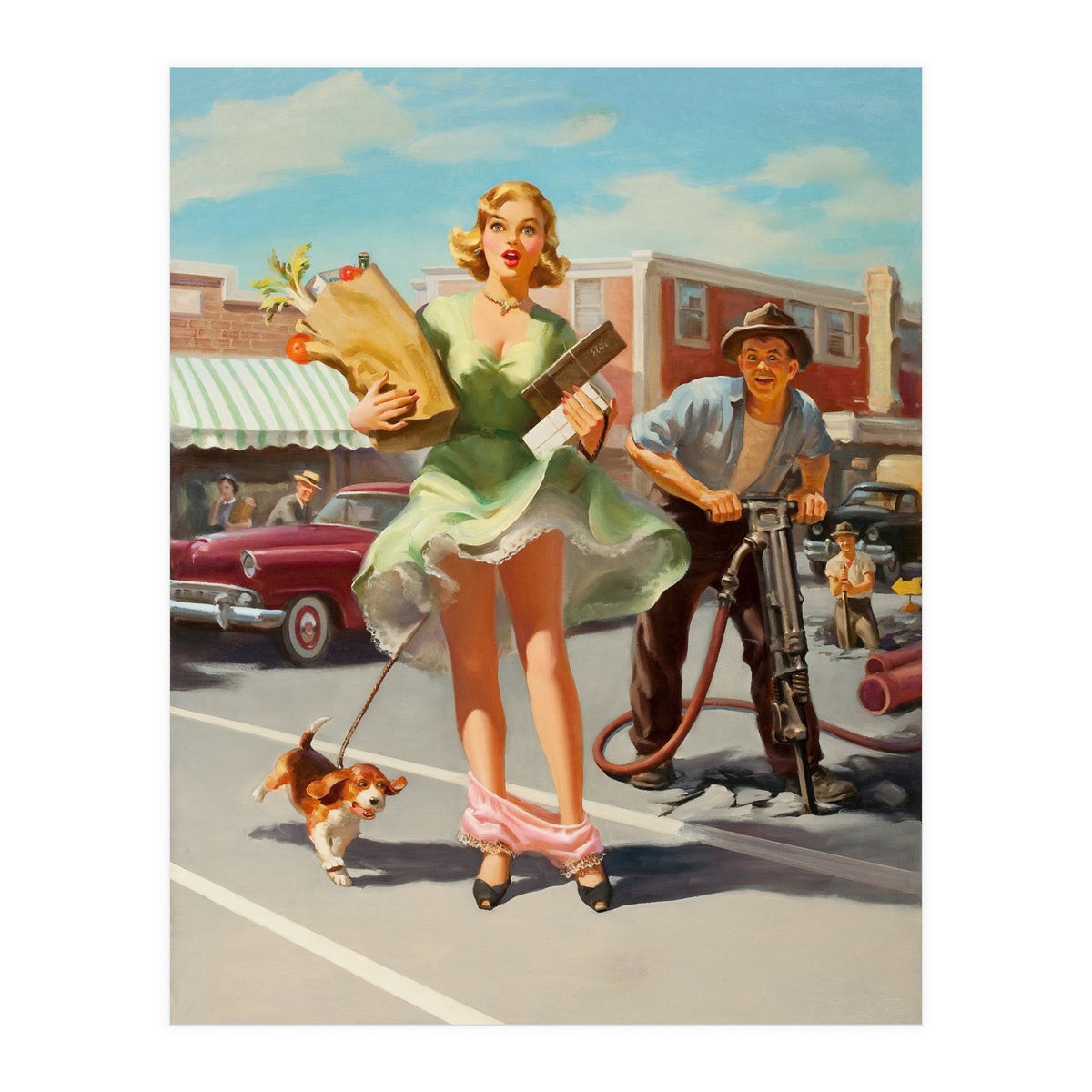 Funny Pin Up Shopping Girl (Print Only)
