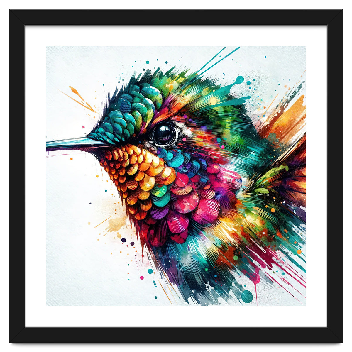 Watercolor Hummingbird Portrait
