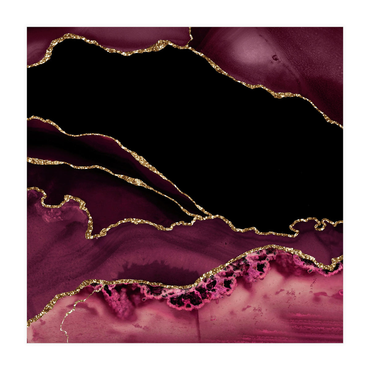 Burgundy & Gold Agate Texture 14 (Print Only)