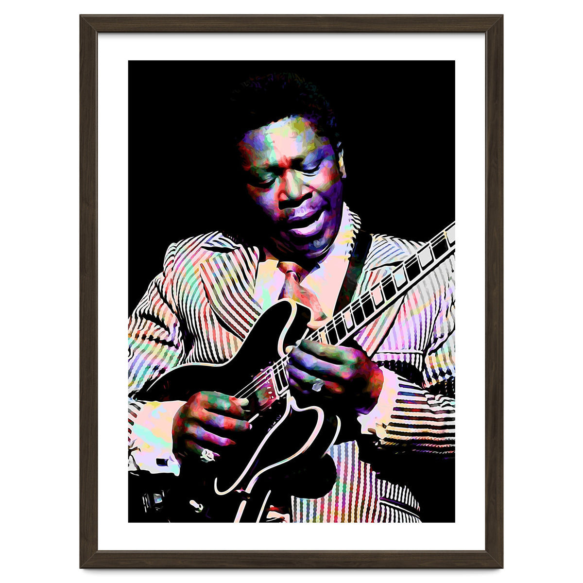 BB King. American Blues Guitarist in Colorful Art