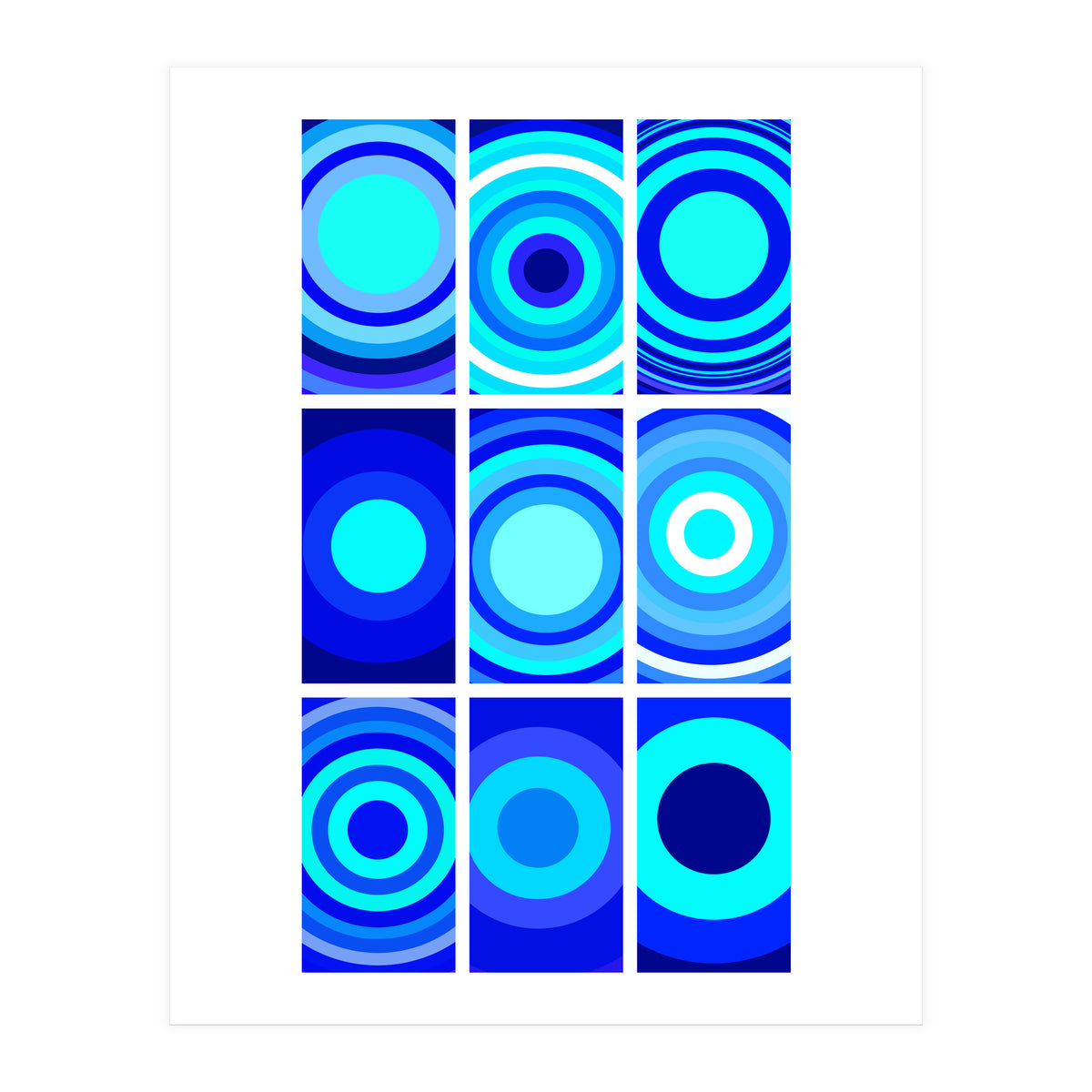 Circles & Rectangles Alt Blue 3 X 3: 2 (Print Only)
