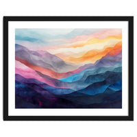 Vibrant Abstract Watercolor Mountain Landscape