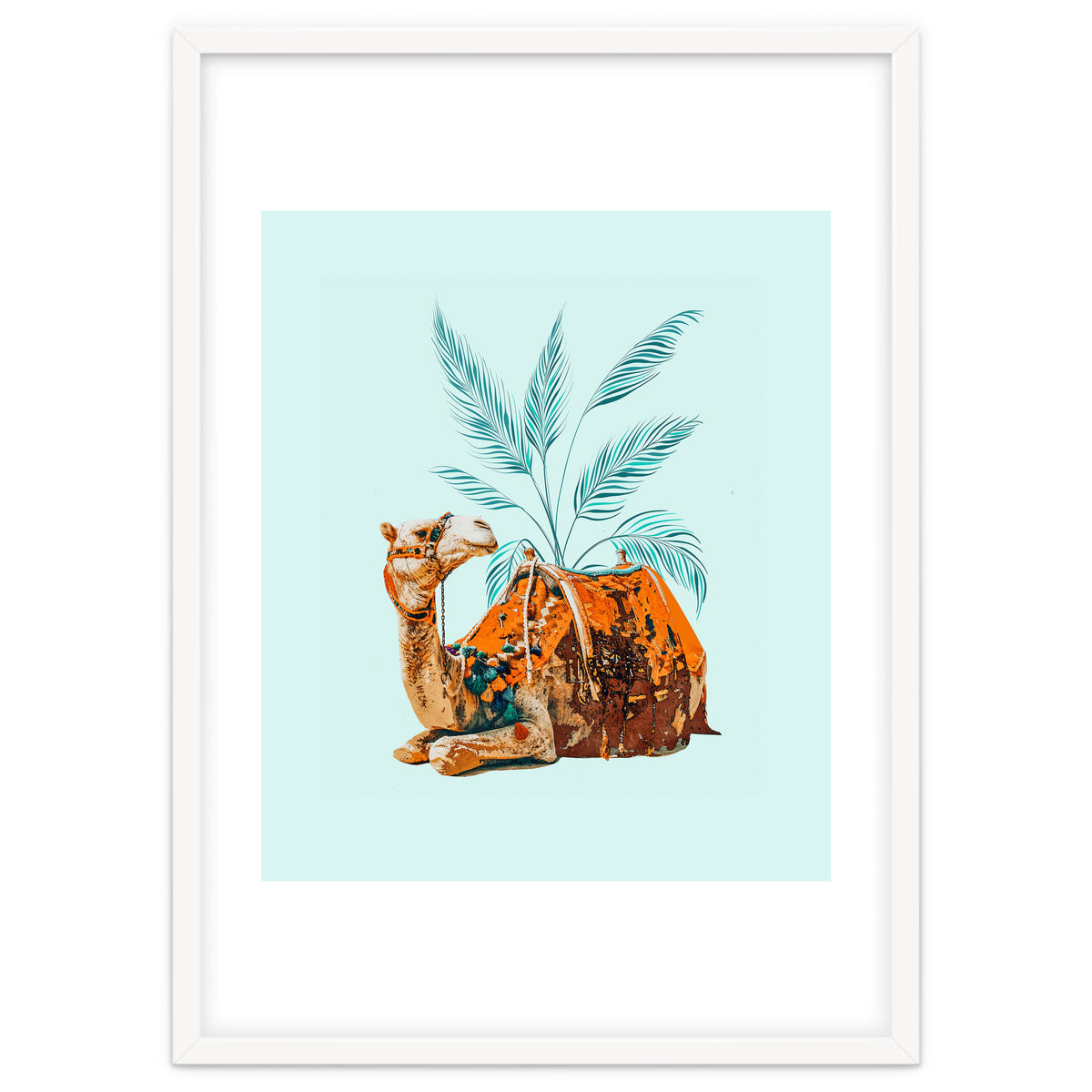 Camel Ride, Modern Bohemian Eclectic Animals, India Culture Travel Palm Desert Painting