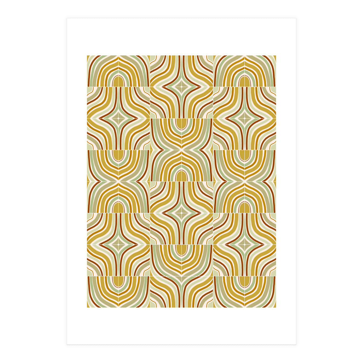 Ochre Retro Marbled Tiles (Print Only)