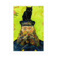 Black Cat on the Postman’s Hat, Van Gogh Inspired Painting (Print Only)