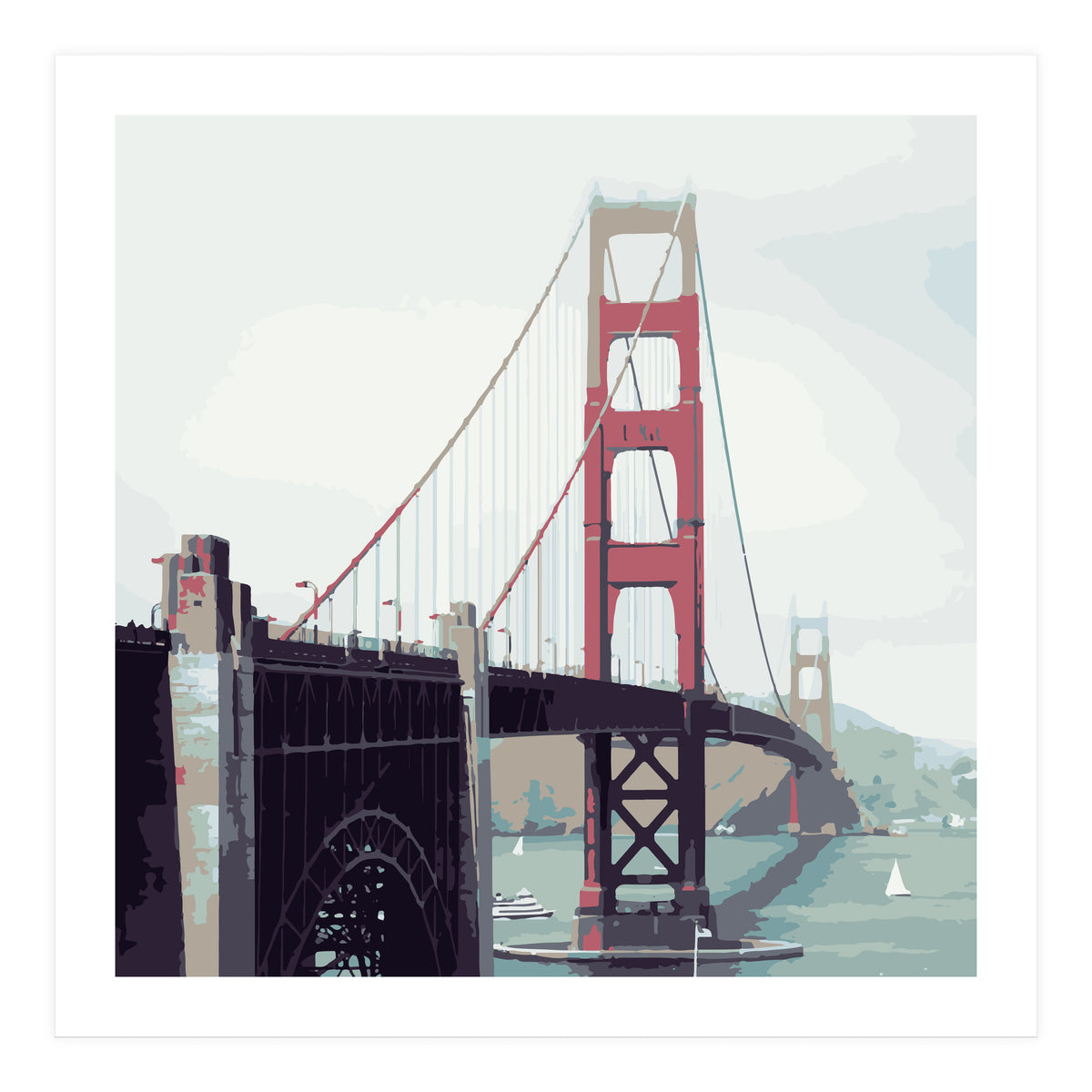 Golden Gate Watercolor Art (Print Only)