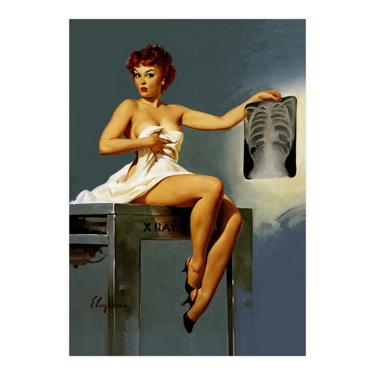 Pin Up Sexy Girl At The Doctor (Print Only)