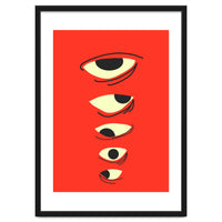 Abstract Eyes on Red Background