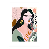 Reinvent, Beautiful Woman Girl Pastel Line Art, Minimal Botanical Nature Portrait, Modern Bohemian Drawing Nomadic Summer Self Love (Print Only) thumbnail
