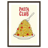 Pasta Club Illustration, Spaghetti and Tomatoes Art Print for Kitchen Wall Decor