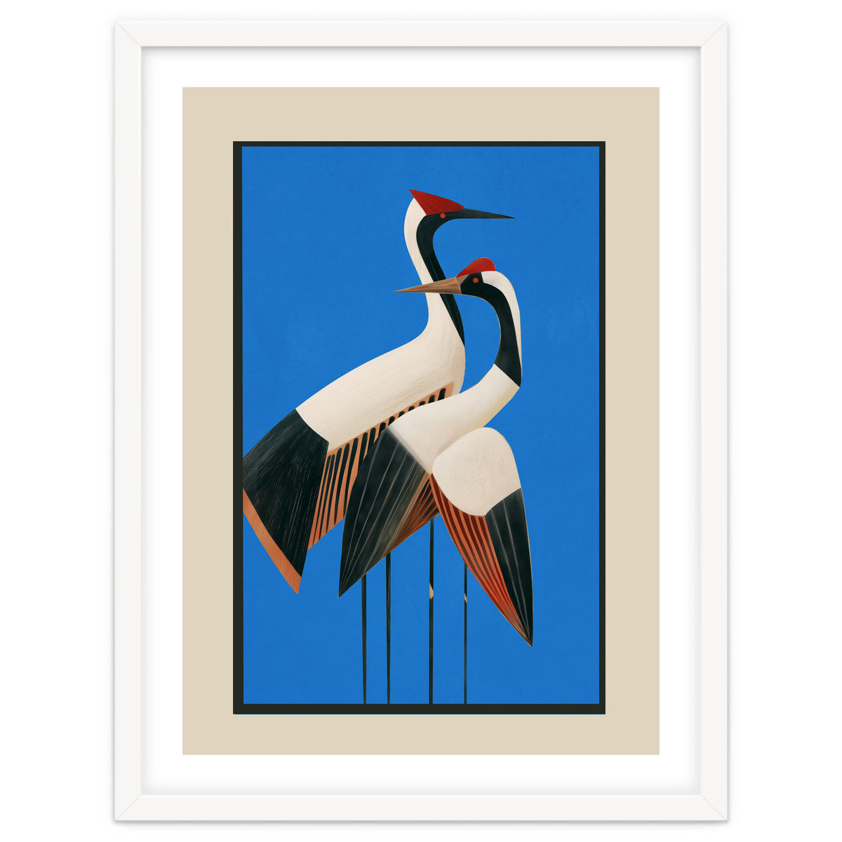 Stillness In Motion Abstract Cranes In Blue