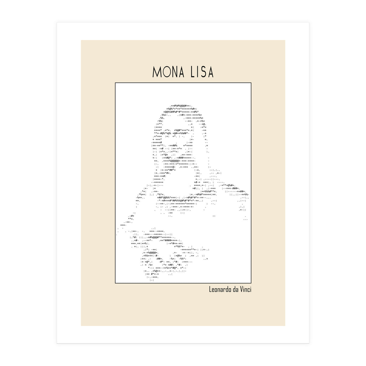 Mona Lisa – Leonardo Da Vinci Ascii Art (Print Only)