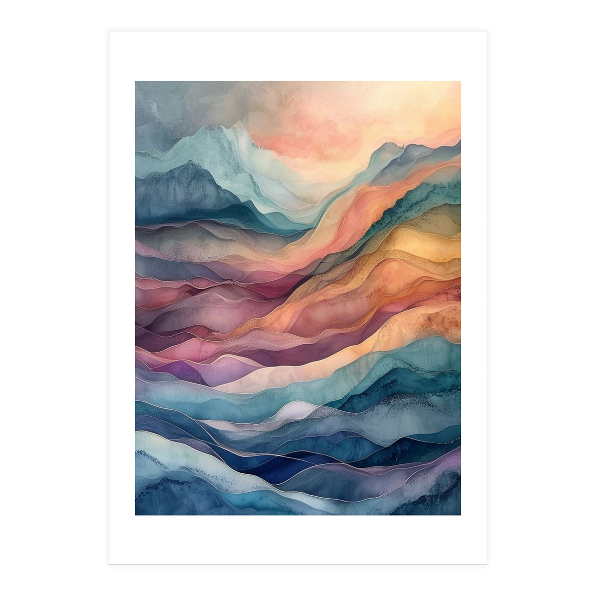 Abstract Fluid Mountain Landscape Art (Print Only)