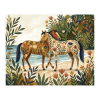 Horses In Blooming Paradise (Print Only)