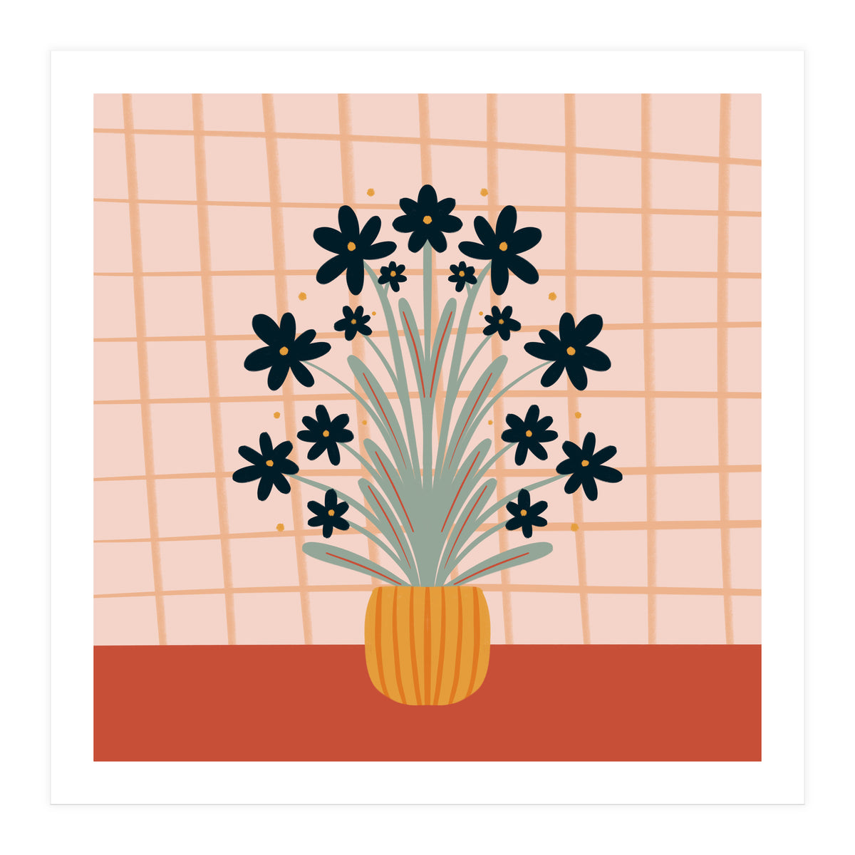 Floral Vase Orange (Print Only)