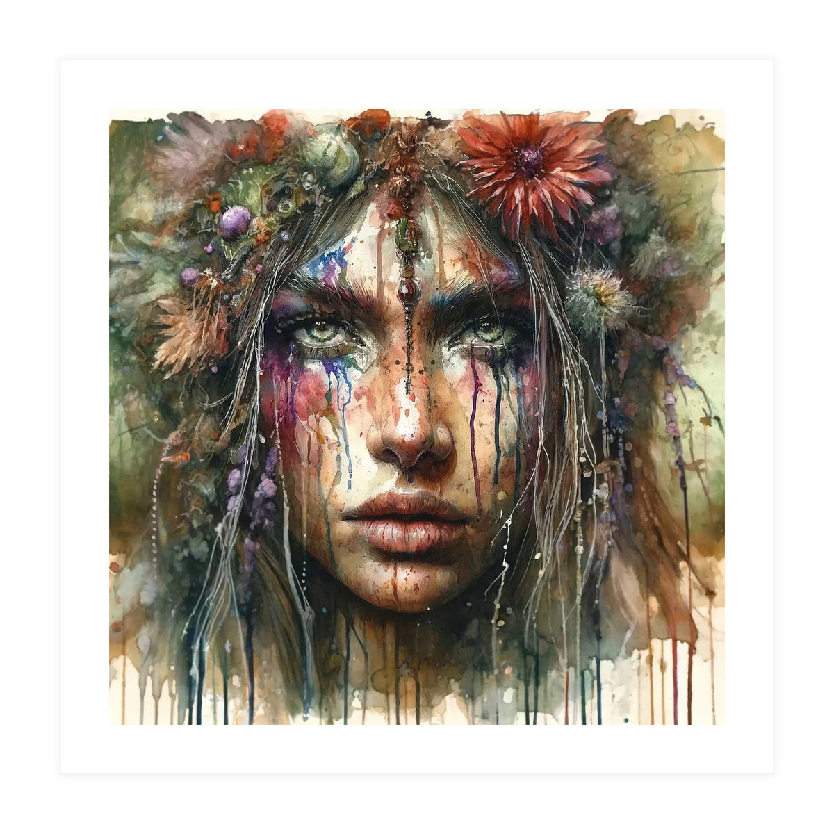 Wild Bloom Druid Woman Portrait (Print Only)