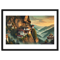 Vintage Bhutan, Mountain Monasteries Poster