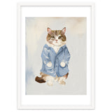 Sir James fluffy Tom cat in his blue pajamas oils thumbnail