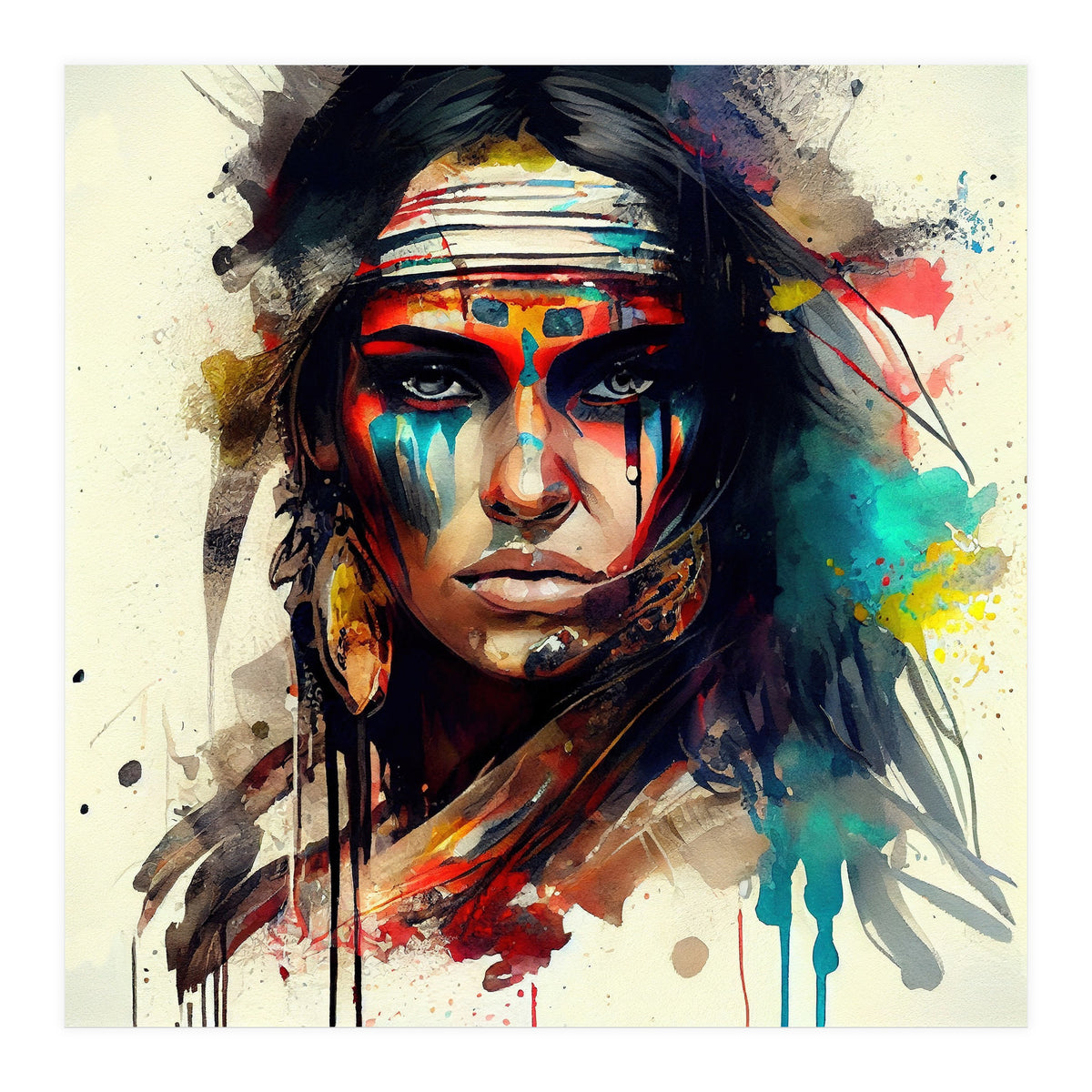 Powerful American Native Woman #2 (Print Only)