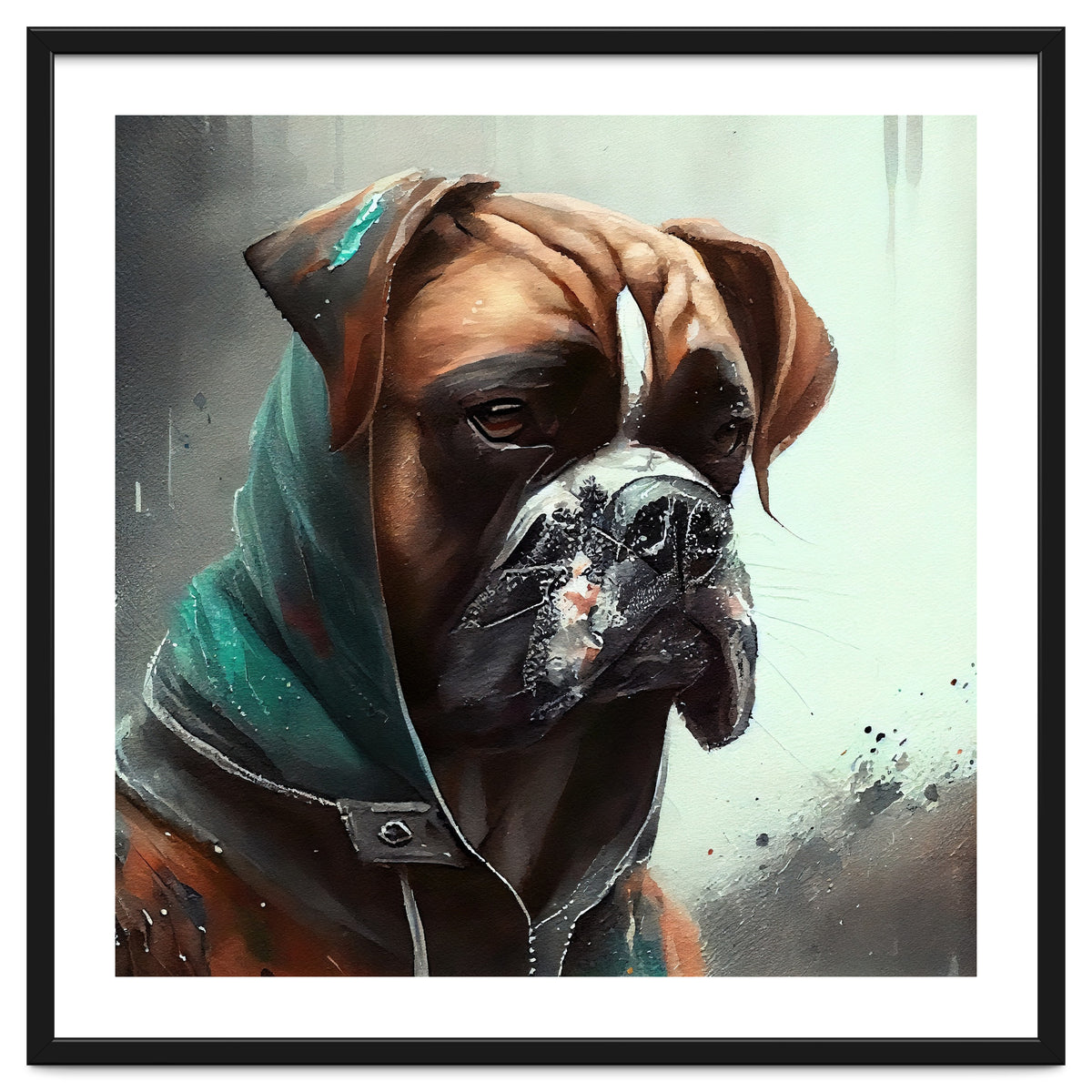 Watercolor Boxer Dog