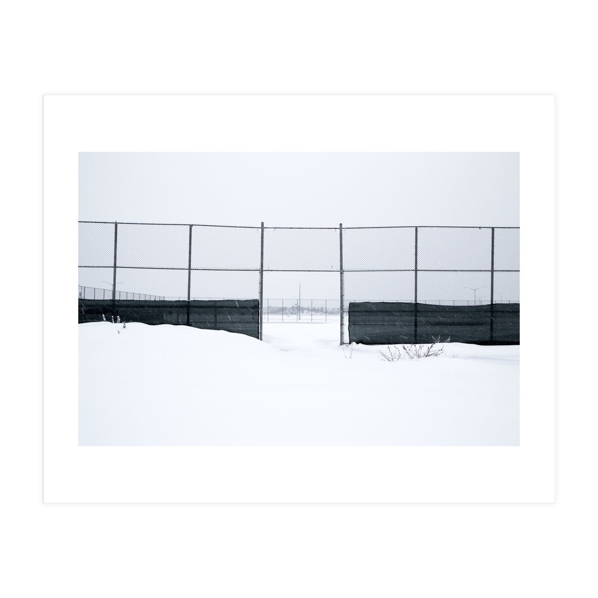 The entrance gate of the snow-covered baseball field (Print Only)