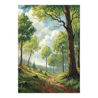 Vibrant Summer Forest Landscape Painting (Print Only)