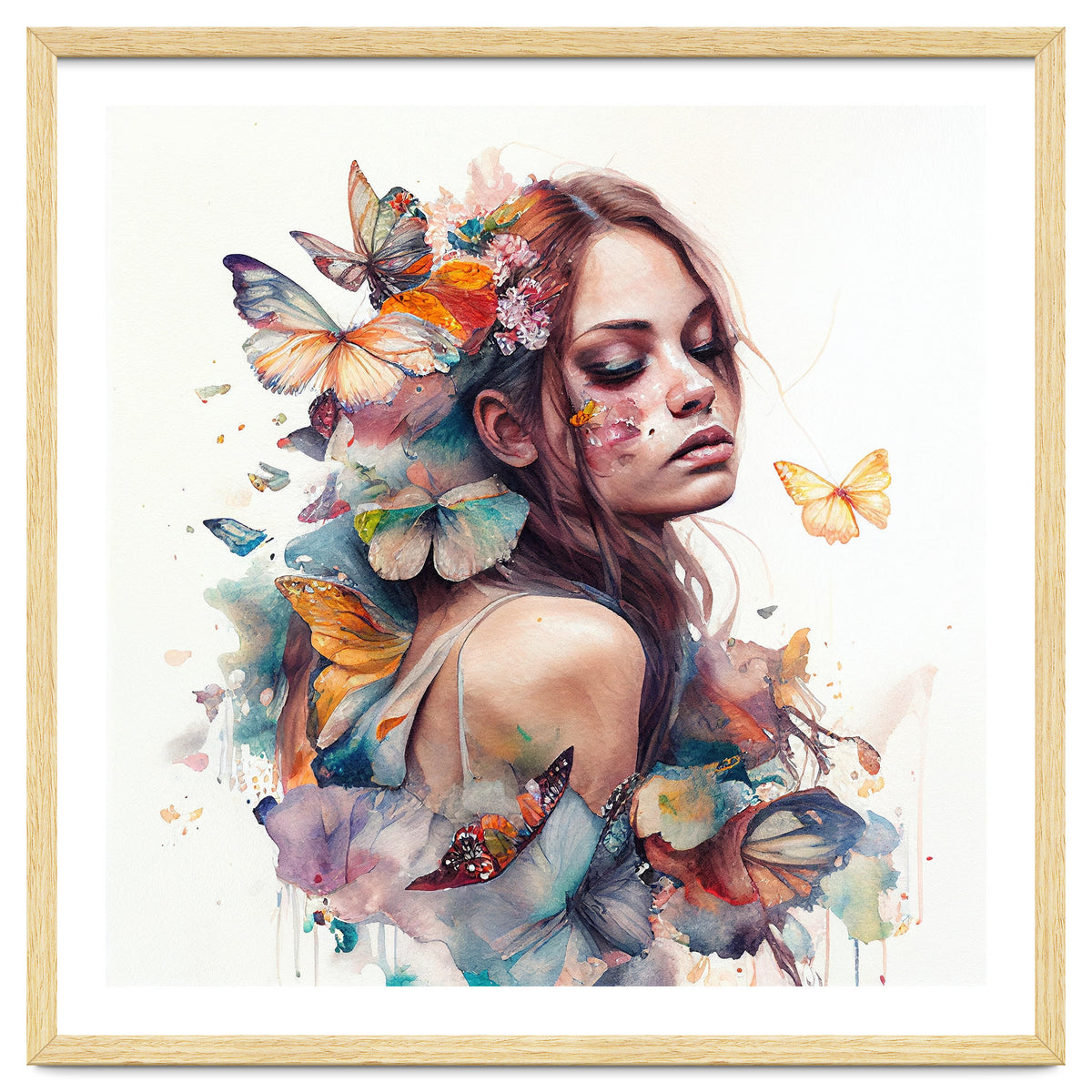 Butterfly Muse Watercolor Portrait