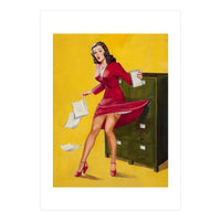Pinup Girl In Office Accident (Print Only)