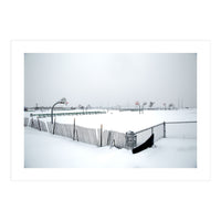 Snow-covered deserted basketball court in winter (Print Only)