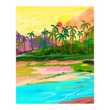 Tropical Backwaters Of Kerala, Nature Jungle Forest Landscape Painting, Dreamy Scenic Travel Lake Palm Bohemian (Print Only) thumbnail