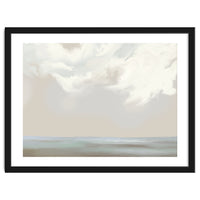 Abstract muted sea and clouds oil painting
