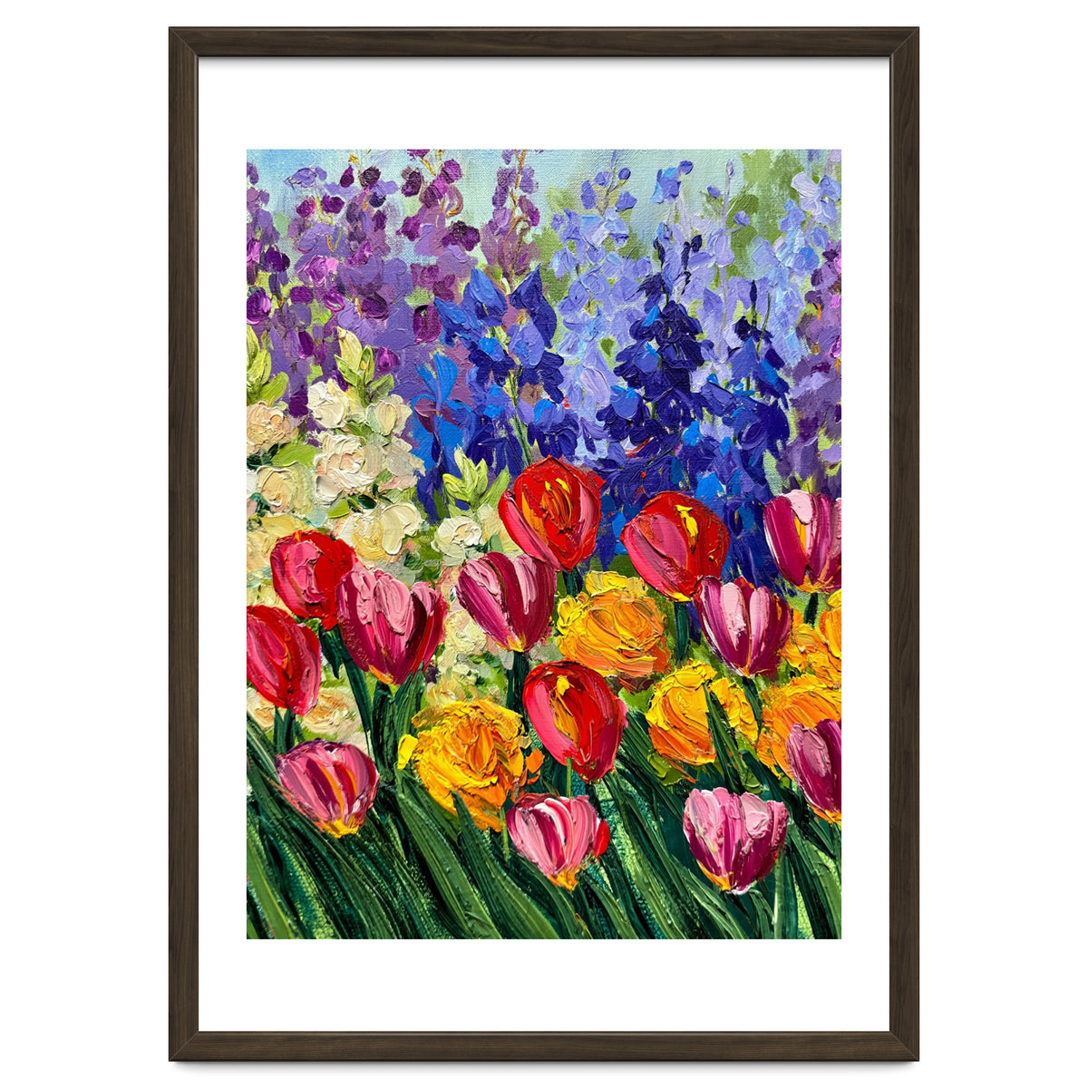 Vibrant Summer Tulip Garden Oil Painting