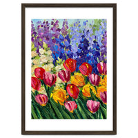 Vibrant Summer Tulip Garden Oil Painting