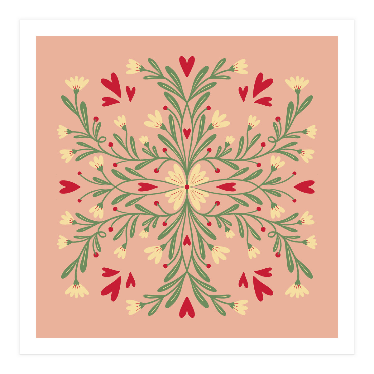 Flowers And Hearts  (Print Only)