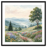 Serene Mountain Meadow Watercolor Landscape thumbnail
