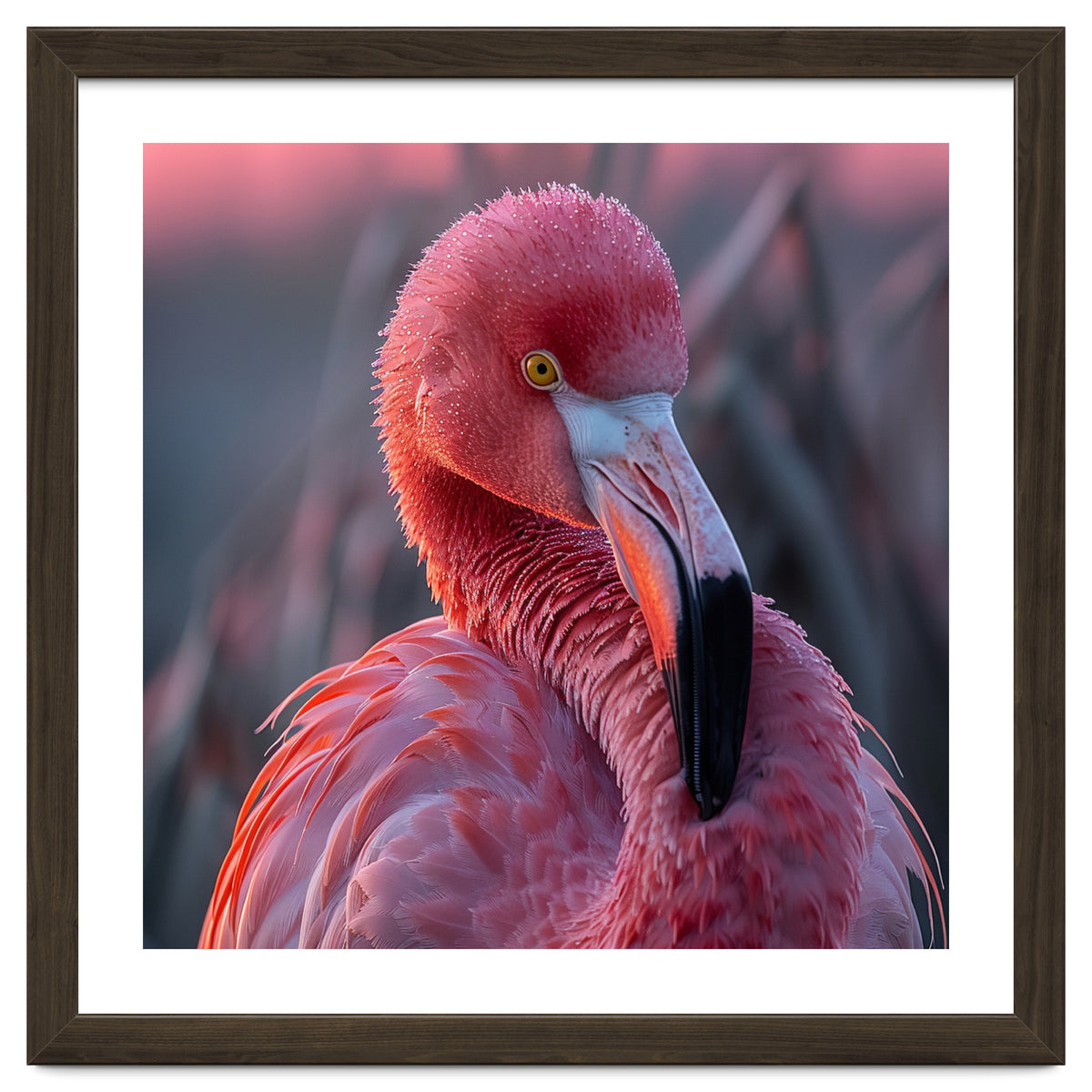 Pink Flamingo Bird Close Up Portrait