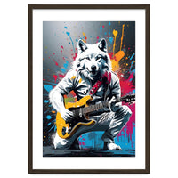 Wolf playing guitar, graffiti