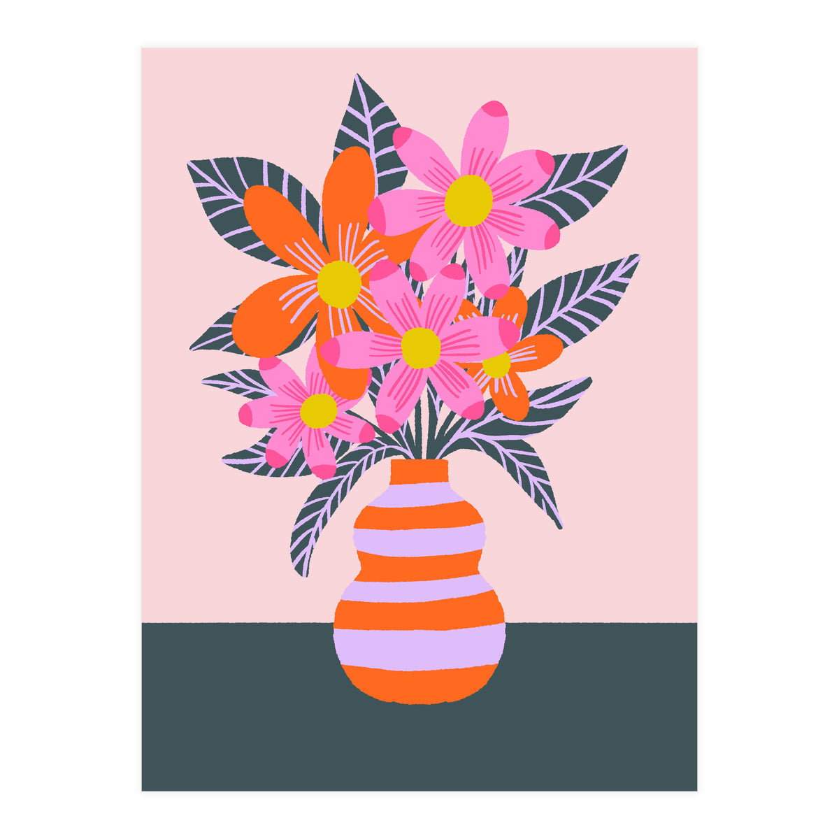 Colorful Flowers In a Vase (Print Only)