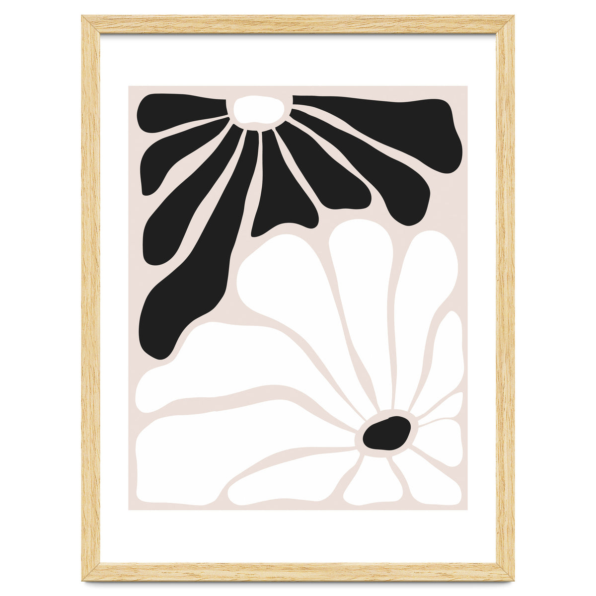 Floral Yin Yang, Scandinavian Nature Flowers Botanical Concept, Plants Blossom Positivity Neutral Minimalism