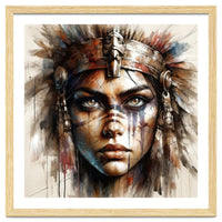 Regal Warrior Woman Watercolor Portrait