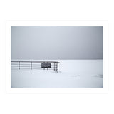 No lifeguards on the sign board in the winter snow beach (Print Only) thumbnail