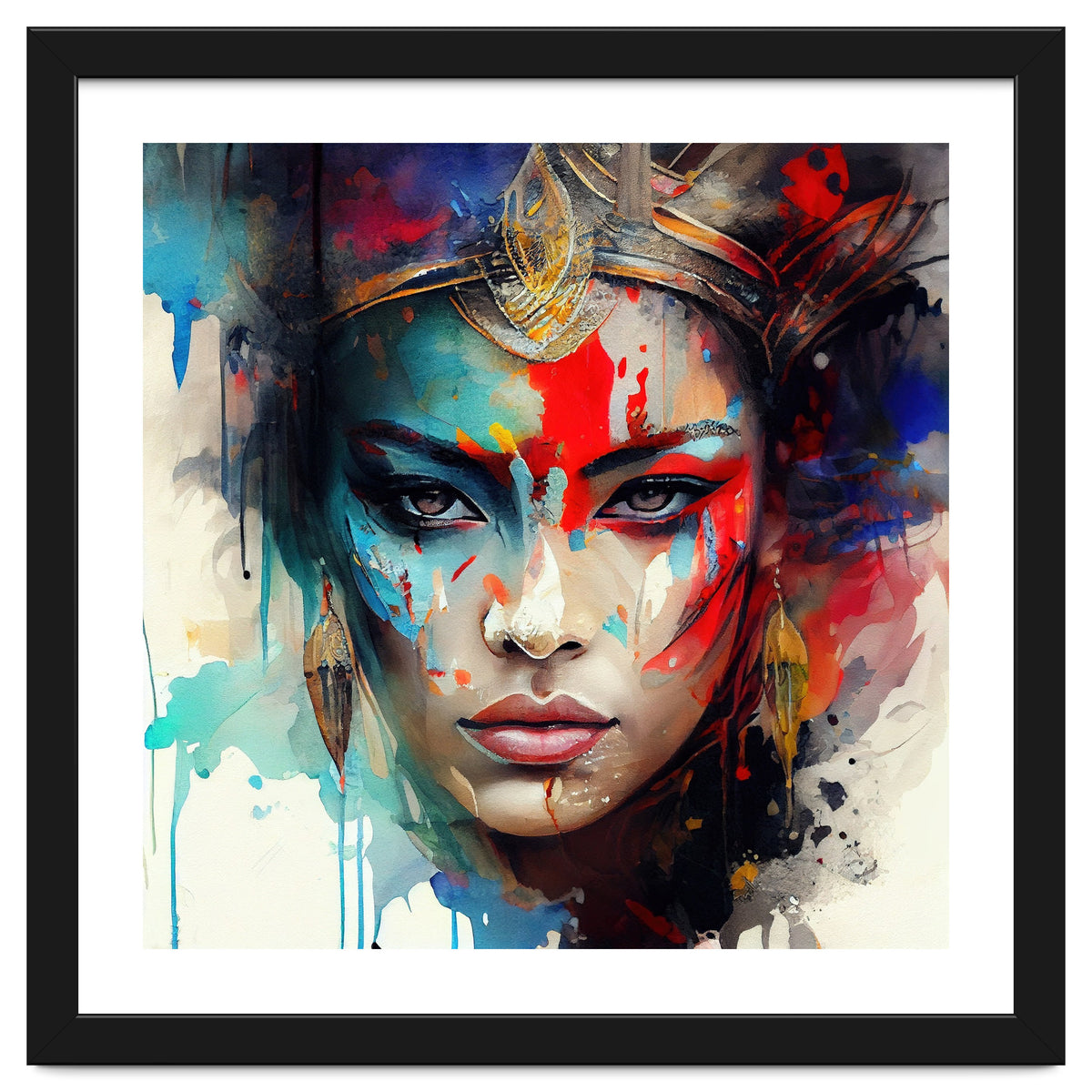 Crowned Mask Asian Warrior Portrait