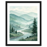 Serene Misty Mountain Valley Watercolor Painting thumbnail