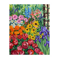 Vibrant Summer Cottage Garden Oil Painting (Print Only)