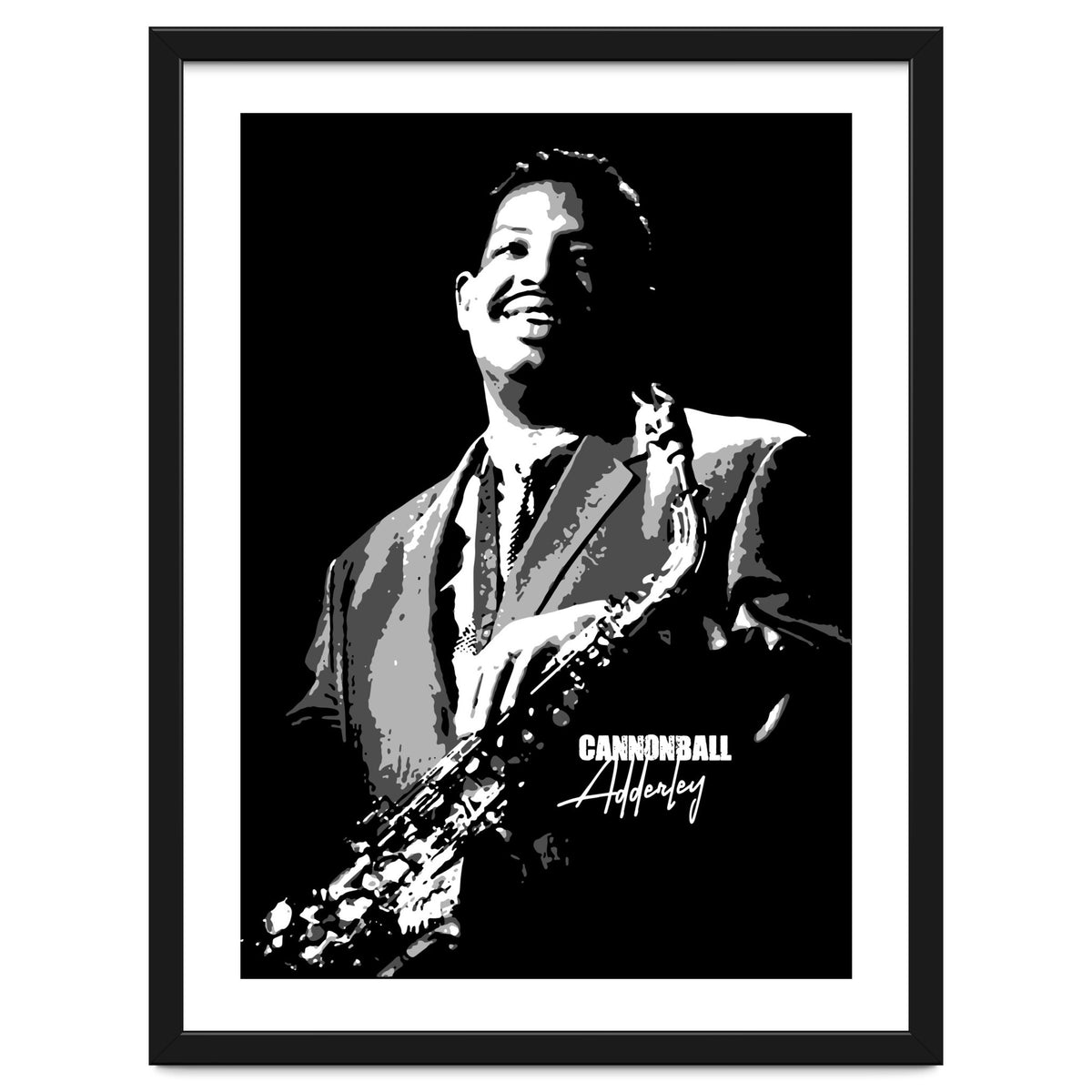 Cannonball Adderley American Jazz Saxophonist in Grayscale